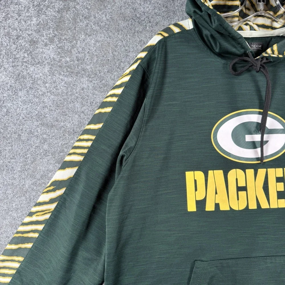 NFL Team Apparel Hoodie Mens M Green Green Bay Packers Zebra Print Long‎ Sleeve